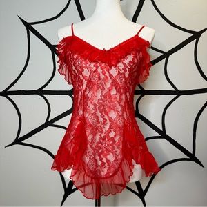 Vintage Cherry Red Lingerie Top